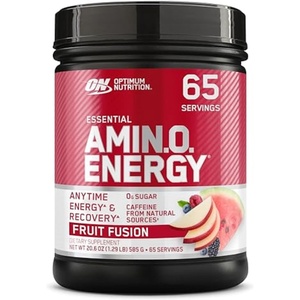image:imageOptimum Nutrition Amino Energy  Pre Workout with Green Tea BCAA Amino Acids Keto Friendly Green Coffee Extract Energy Powder  Blue Raspberry 65 Servings Packaging May VaryFruit Fusion
