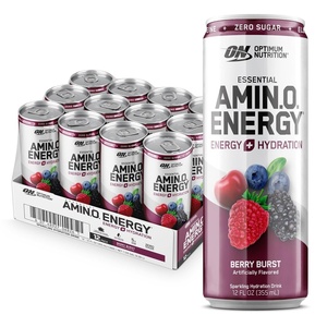 image:imageOptimum Nutrition Amino Energy Sparkling Hydration Drink Electrolytes Caffeine Amino Acids BCAAs Sugar Free NEW Blue Raspberry Rush 12 Fl Oz 12 Pack Packaging May VaryAmino Energy Sparkling